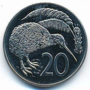 New Zealand, 20 cents, 1968