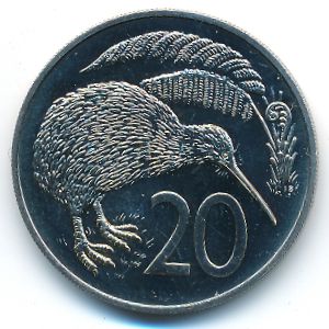 New Zealand, 20 cents, 1968