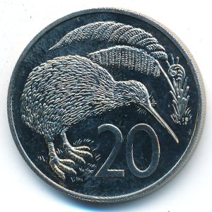 New Zealand, 20 cents, 1968