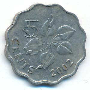 Swaziland, 5 cents, 2002