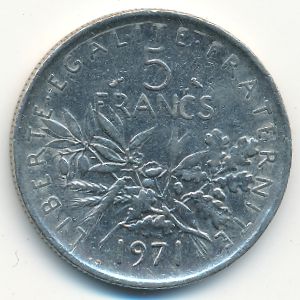 France, 5 francs, 1971