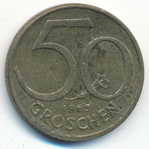 Austria, 50 groschen, 1965