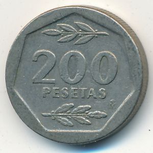 Spain, 200 pesetas, 1988