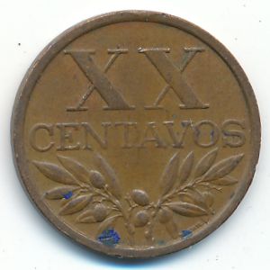 Portugal, 20 centavos, 1965