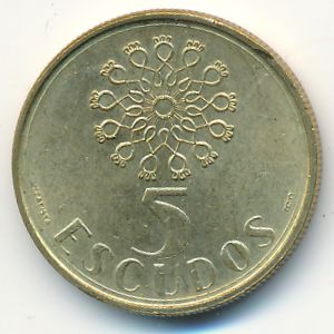 Portugal, 5 escudos, 1988
