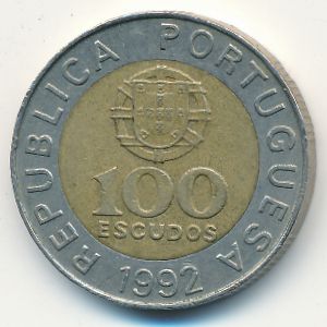 Portugal, 100 escudos, 1992