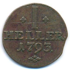 Hesse-Cassel, 1 heller, 1793