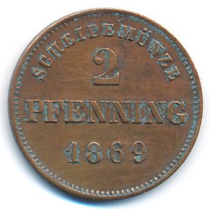 Бавария, 2 пфеннинга (1869 г.)