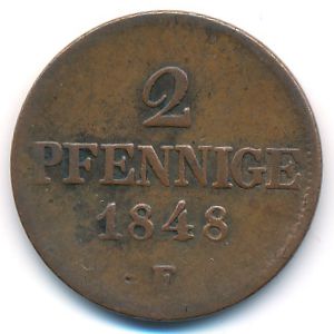 Саксония, 2 пфеннига (1848 г.)