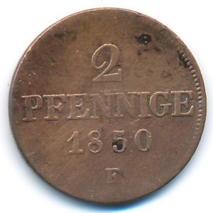Саксония, 2 пфеннига (1850 г.)
