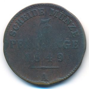 Prussia, 3 pfenning, 1849