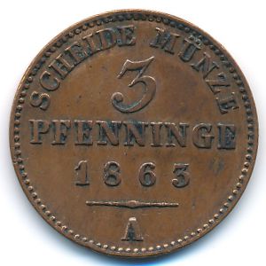 Пруссия, 3 пфеннинга (1863 г.)