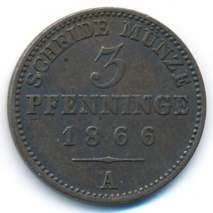 Пруссия, 3 пфеннинга (1866 г.)