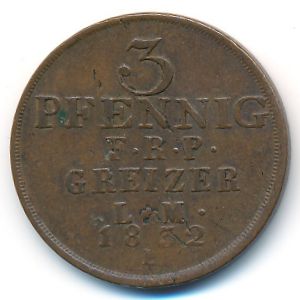 Рейсс-Обергрейз, 3 пфеннига (1832 г.)