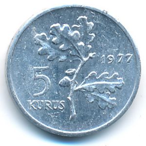 Turkey, 5 kurus, 1977