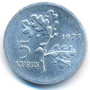 Turkey, 5 kurus, 1977