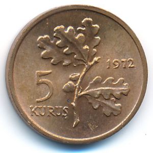 Turkey, 5 kurus, 1972