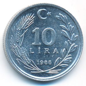 Турция, 10 лир (1988 г.)