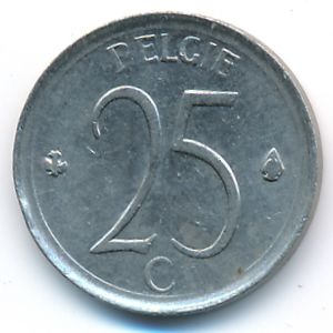 Belgium, 25 centimes, 1964