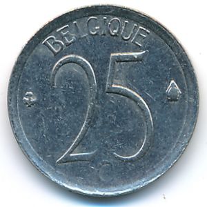 Belgium, 25 centimes, 1965