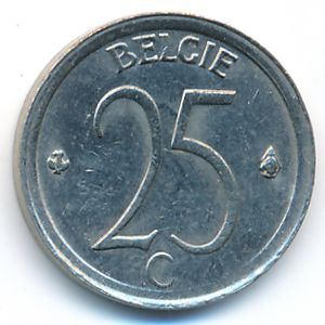 Belgium, 25 centimes, 1965