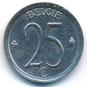 Belgium, 25 centimes, 1966