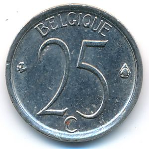 Belgium, 25 centimes, 1968