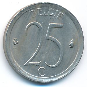 Belgium, 25 centimes, 1968