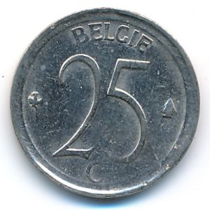 Belgium, 25 centimes, 1968