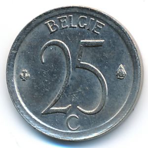 Belgium, 25 centimes, 1969