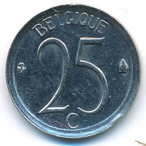 Belgium, 25 centimes, 1970