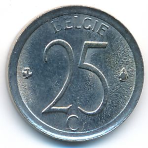 Belgium, 25 centimes, 1973