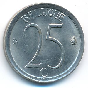 Belgium, 25 centimes, 1975