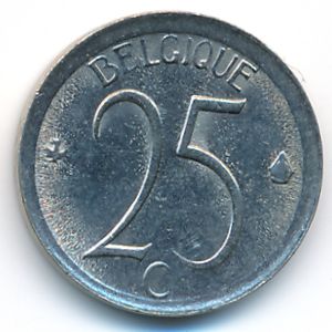 Belgium, 25 centimes, 1975