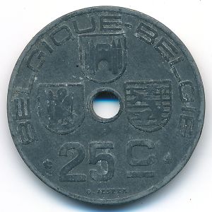 Belgium, 25 centimes, 1943