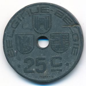 Belgium, 25 centimes, 1943