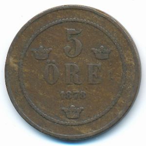 Sweden, 5 ore, 1878