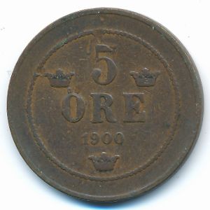 Sweden, 5 ore, 1900