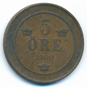 Sweden, 5 ore, 1900