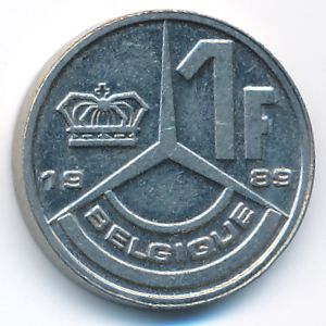 Belgium, 1 franc, 1989