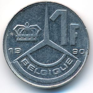 Belgium, 1 franc, 1990