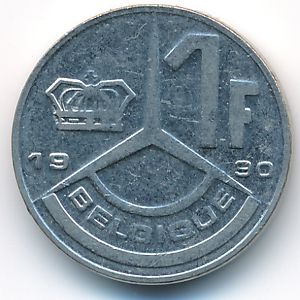 Belgium, 1 franc, 1990