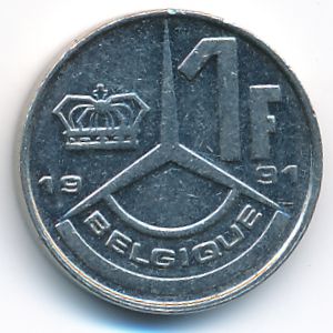 Belgium, 1 franc, 1991