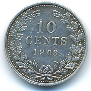 Нидерланды, 10 центов (1903 г.)