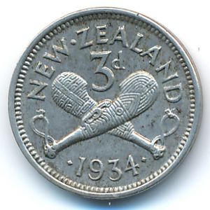 Новая Зеландия, 3 пенса (1934 г.)