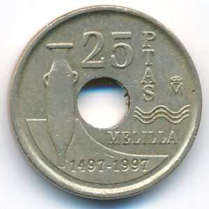 Spain, 25 pesetas, 1997