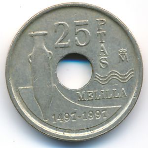 Spain, 25 pesetas, 1997
