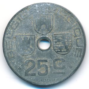 Belgium, 25 centimes, 1943