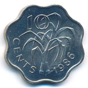 Swaziland, 10 cents, 1986–1992
