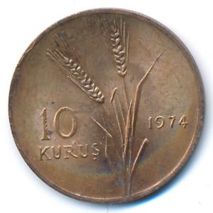 Turkey, 10 kurus, 1974